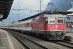 On the evening of 5 June 2015 SBB 11127 calls at Erstfeld with an InterRegio from Locarno to Basel SBB.