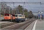 The IRSI Re 4/4 II 11387 (Re 421 387-2) in service by the BAM MBC is in Morges on the way to Lausanne Triage

04.03.2024