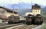 Ae 6/8 No 204 and 208 and Re 4/4 No 162 at Spiez, July 27th, 1980.
