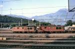 Re 4/4 No 173 and 187 at Spiez, September 8th, 1980.