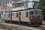 BLS 193 hauls a triple set of electrics through Spiez on 23 March 2017.