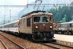 On 24 July 2000 BLS 161 calls at Kandersteg with an EuroCity from Basel.