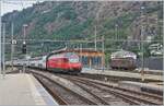 While an SBB Re 460 reaches Brig with its IR 90, in the background stands one of the last still operational BLS Re 4/4, the Re 4/4 192.

17 Aug. 2024