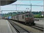 Four BLS Re 425 with a goods train pictured at Spiez on July 29th, 2008.