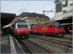 SBB Re 460 048-2 and 081-3 in Lausanne. 
31.01.2015