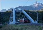 In the mornig Shadow: The SBB Re 460 109-2 with an IR on the new Massogex Bridge between St Maurice and Bex.