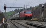 The SBB Re 460 006-0 with an IC to Brig by Muelenen.