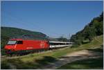 The SBB Re 460 022-7 with his IC61 betwenn Sommerau and Diepflingen (Alte Hauensteinline)  on the way to Basel SBB.