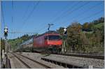 The SBB Re 460 070-6 with an IC to Brig by Mülenen. 10.10.2018
