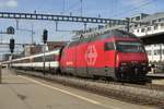 SBB 460 094 hauls an IC to Interlaken Ost out of Thun on 23 March 2017.