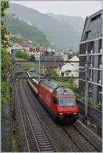 The SBB Re 460 008-6 with an IR 90 from Brig to Lausanne by Montreux.