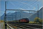 The SBB Re 460 070-4 with an IR to Genève Aéreoport by the Lötschberg-Tunnel (LBT) Junction near Visp.