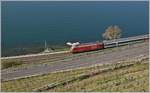 A SBB Re 460 on the crystal coast between St Saphorin and Rivaz.