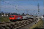 The SBB Re 460 058-1 „Circus Knie“ with an IR on the way to Lausanne in Coppet.

21.01.2020