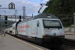 On 17 May 2025 SBB 460 081 pushes an IC to Basel SBB out of OLten.