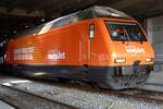 EasyJet has landed into Basel SBB: 460 063 stands under the concrete pedestrian bridge at Basel SBB on 7 June 2015.