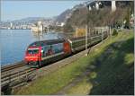 SBB Re 460 036-7 by the Castle of Chillon. 
03.01.2011.