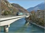 The SBB Re 460 080-5 on the Rhone-Bridge by Leuk.