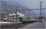 The BLS Re 475 409 wiht a Cargo Train in Kandersteg.