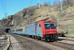 SBB Re 484 015 with CIS service to Milano in Ausserberg.