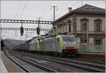 BLS Re 486 502 and a 485 with a Cargo train in Liestal.