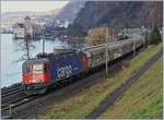 The SBB Cargo Re 620 013-3 by the Castle of Chillon.