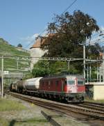 SBB Re 66 11609 with a Cargo train in Rivaz. 
04.08.2009