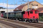 Ex-BLS 225 041 hauls an extra train out of the Depot of Burgdorf on 17 May 2025.