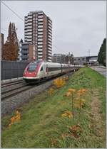 The ICN5000 025  Xavier Stockmar  on the way from Zürich HB to Gneeva Airport by Grenchen.