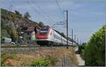 The SBB ICN RABe 500 040-1  Graf Zeppelin  is operating as IC 5 near Ligerz on the last single-track section of the Jura Foot Line (210) on its way to Lausanne. 

July 16, 2026