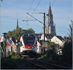 The SBB  Seehas  RABe 521 201 on the way to Engen in Konstanz.