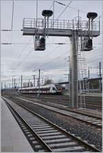 The SBB CFF LEX RABe 522 222 is arriving at Annemasse.