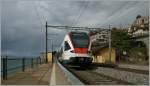 The Flirt 523 032 by his stop in St Saphorin.