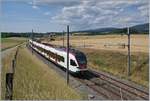 The SBB Flirts RABe 523 059 and 027 on the way from Villeneuve to Vallorbe by Arnex.