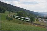 The TransN RABe 523 077 from Le Locle to Neuchâtel is shortly arriving at Les Haust-les Geneveys    12.08.2020