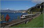 The SBB RABDe 523 026 on the way from Bex to Grandson by the Castle of Chillon. 

21.10.2021