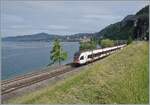 Kurz vor Villeneuve sind zwei SBB RABe 523 auf dem Weg in Richtung Aigle. 

30. Mai 2025