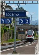 A TILO Flirt is entering into the station of Locarno on May 23rd, 2012.