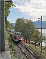 The TILO RAe 524 018 and 012 on the way to Locarno by San Quirico.