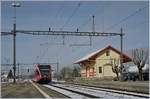 The SBB  RABe 526 263 from Moutier to Biel/Bienne is arriving at Sonceboz-Sombeval.