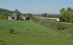 A SBB Seehas Flirt on the to Konstanz by Signen. In the background the Hohenkrhen . 
22.04.2011