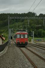 The Local train Palezieux - Romont is leaving Vuaderens.