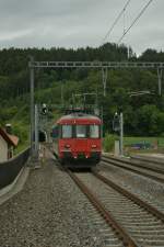 The Local train Palezieux - Romont is leaving Vuaderens.