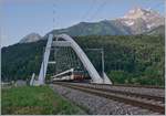 Two SBB RBDe 560 DOMINO on the way to Lausanne on new  Massogex Bridge  between St Maurice and Bex.