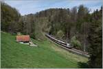 A SBB RABDe 560  Domino  is the TPF S-Bahn service between Courtepin and Pensier on the way to Fribourg    19.04.2022  