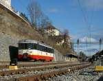 After a journey from seven Minutes and 2 1/4 miles (4.08 km) the TRN/cmn BDe 4/4 N 5 is arriving on the end station in Le Locle.