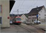 The Waldenburger Bahn (WB) BDe 4/4 16 in Hölstein on the way to Waldenburg. 

21.03.2021