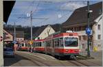 The Waldenburger BDe 4/4 16 wiht his local train from Waldenburg to Liestal in Hölstein.