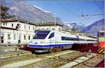 The CIS ETR 470 009 on the way to Milano by his stop in Domodossola. 

Spring 1998