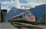 The SBB ETR 610 from Milan to Bern is running over the BLS Mountain Line. Ausserberg, 05.05.2013